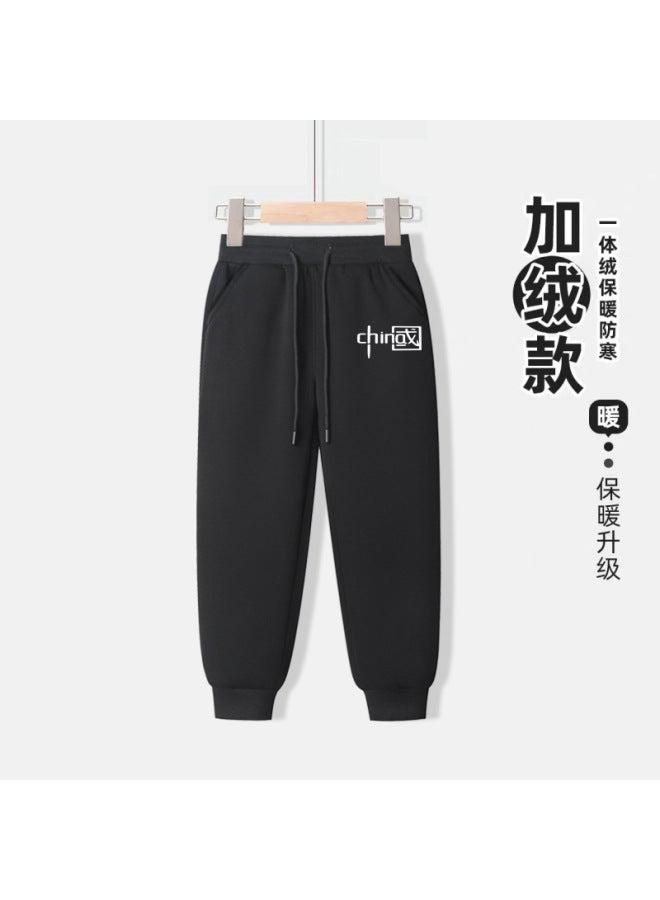 Chinese Style Fashion Brand Primary School Student Sports Pants Winter Fleece-lined Thick Warm Sweatpants Boys And Girls Casual Trousers Fashion
