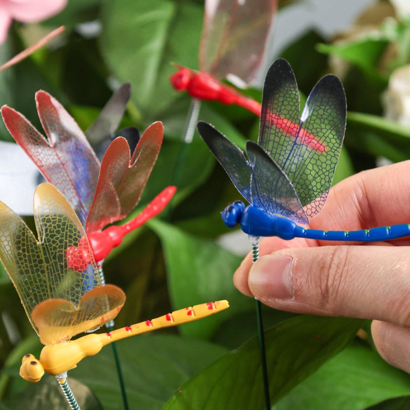 VGOODALL 24PCS Dragonfly Garden Stakes, Plastic Garden Decorations 4 Colors Dragonfly Ornaments for Indoor Outdoor Yard - Image 4