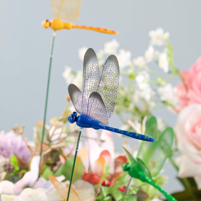 VGOODALL 24PCS Dragonfly Garden Stakes, Plastic Garden Decorations 4 Colors Dragonfly Ornaments for Indoor Outdoor Yard - Image 3