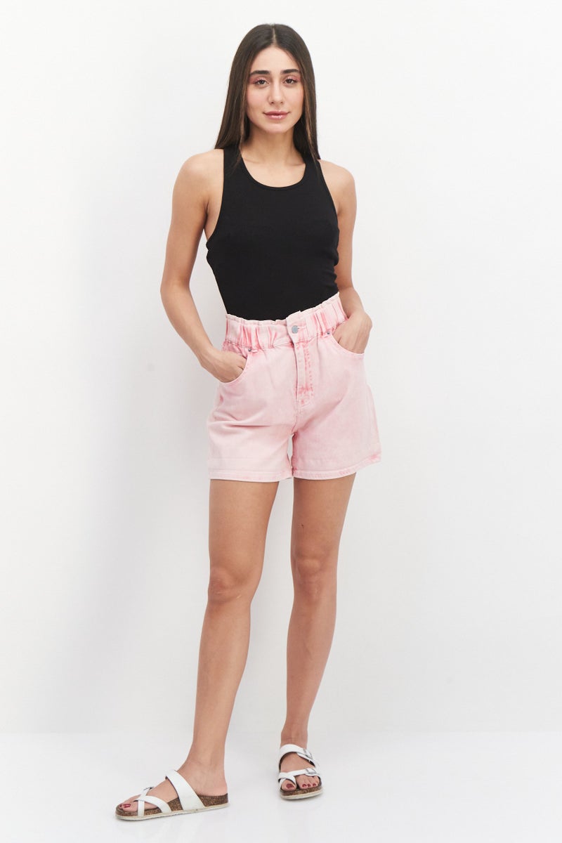 Aqua Women Washed Paperbag Shorts, Pink - Image 3