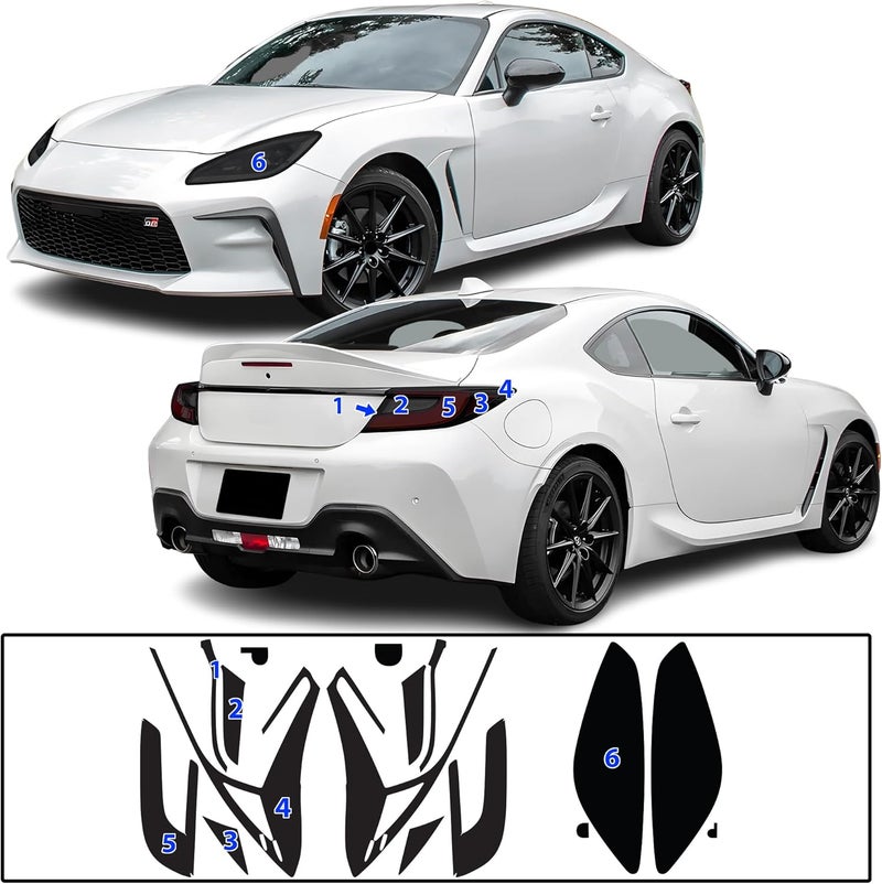 BOGAR TECH DESIGNS Full Headlight Taillight Reflector Sidemarker Tint Film Kit for Toyota GR86 GR 86 2022-2025, Dark Smoke - Image 5