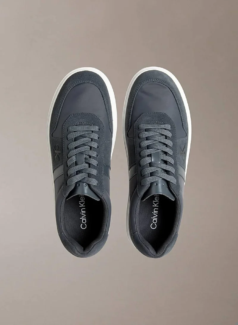 Calvin Klein Jeans Coal Leather Signature Logo Trainers for Men | Best Price UAE