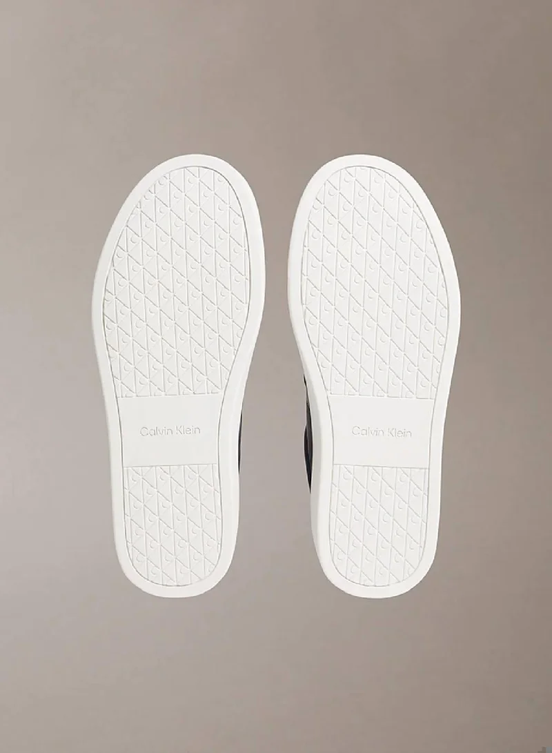Calvin Klein Jeans Coal Leather Signature Logo Trainers for Men | Best Price UAE