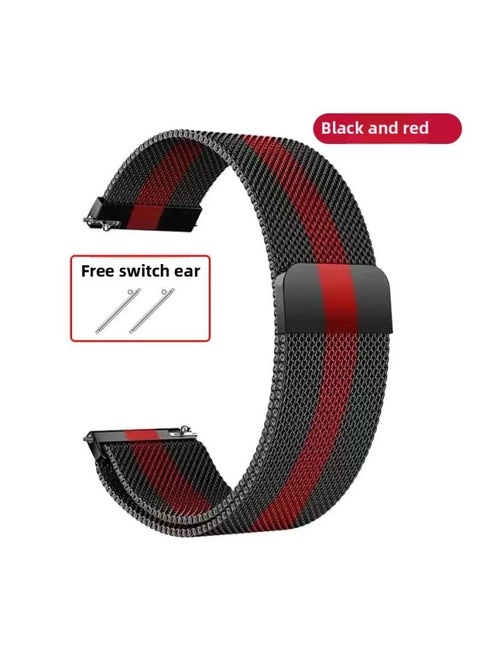 For HuaweiWatch4/GT3Pro Magnetic Watch Strap GT2 Breathable Metal Milanese Replacement Wristband-Color:Milan Magnetic-black Room Red-self-test Watch Interface Width-[22mm]