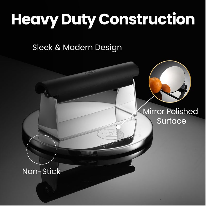 Gourmet Easy 2lb Smash Burger Press Stainless Steel, Burger Smasher for Griddle Heat Resistant Handle, Hamburger Press, Dishwasher Safe Grill Press for Griddle, Meat Press Griddle Press for Flat Top Grill Cooking - Image 4