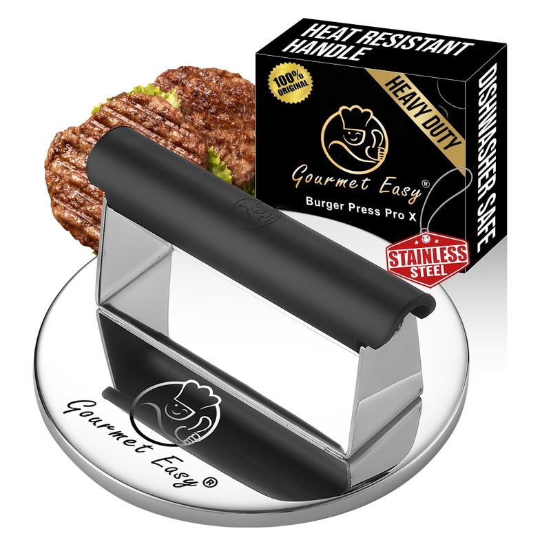 Gourmet Easy 2lb Smash Burger Press Stainless Steel, Burger Smasher for Griddle Heat Resistant Handle, Hamburger Press, Dishwasher Safe Grill Press for Griddle, Meat Press Griddle Press for Flat Top Grill Cooking - Image 1
