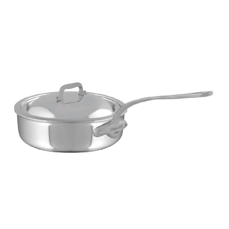 Mauviel MCook SB 5Ply Stainless Steel Saute Pan With Lid And Brushed Cast Stainless Steel Handle 6qt Made In France