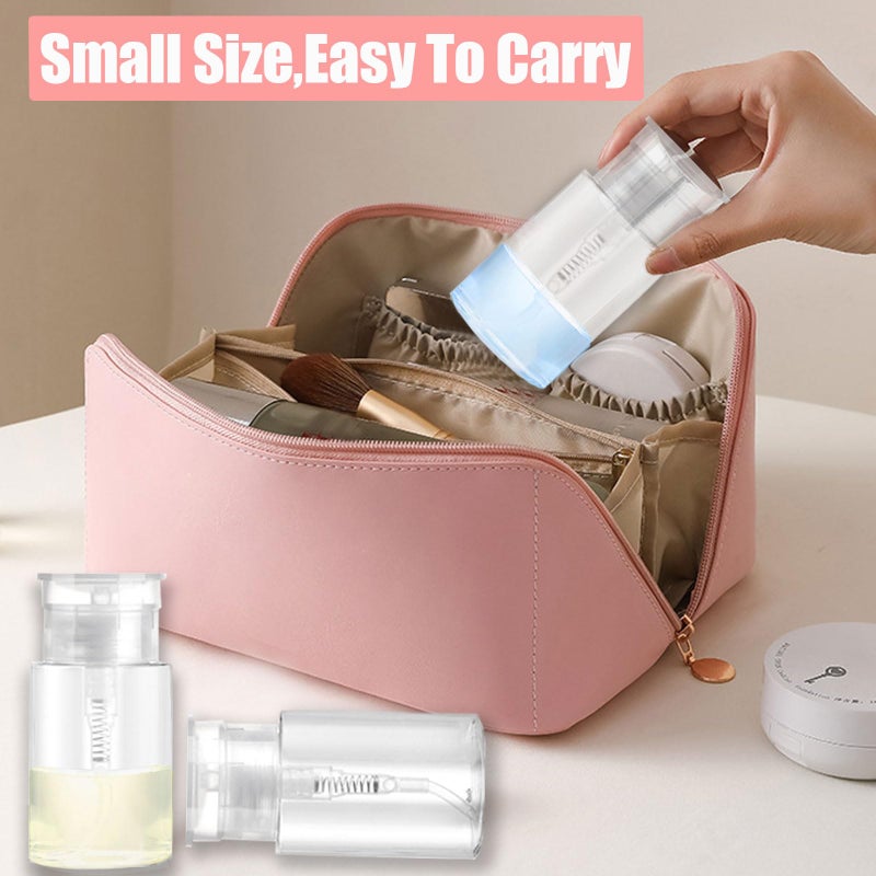 Sonfon 3 Pack Push Down Pump Dispenser with 6 Labels, Empty Push Top Bottles for Nail Polish, Makeup Remover, Micellar Water, Essence, Dish & Facial Toner, 2oz/60ml - Image 4