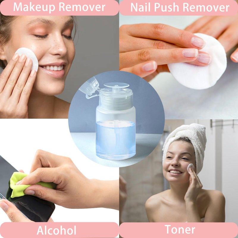 Sonfon 3 Pack Push Down Pump Dispenser with 6 Labels, Empty Push Top Bottles for Nail Polish, Makeup Remover, Micellar Water, Essence, Dish & Facial Toner, 2oz/60ml - Image 5