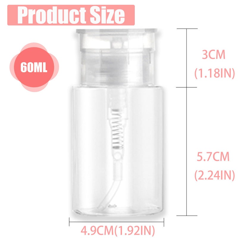 Sonfon 3 Pack Push Down Pump Dispenser with 6 Labels, Empty Push Top Bottles for Nail Polish, Makeup Remover, Micellar Water, Essence, Dish & Facial Toner, 2oz/60ml - Image 2
