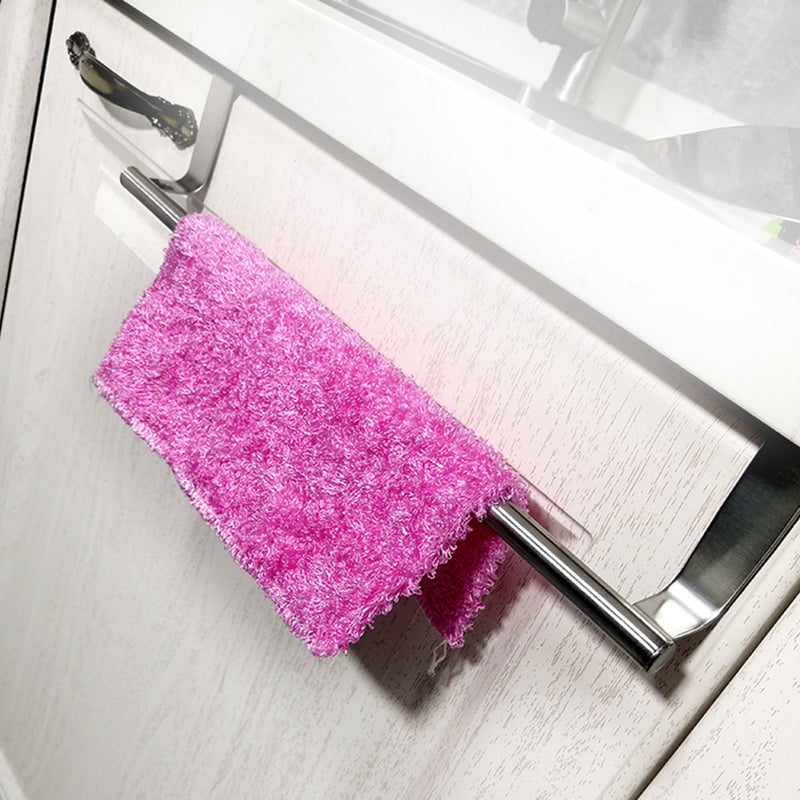 🚽 حامل مناشف من الستانلس ستيل عدد 2 عمود منشفة حمام مرن فضي عملي - Image 4