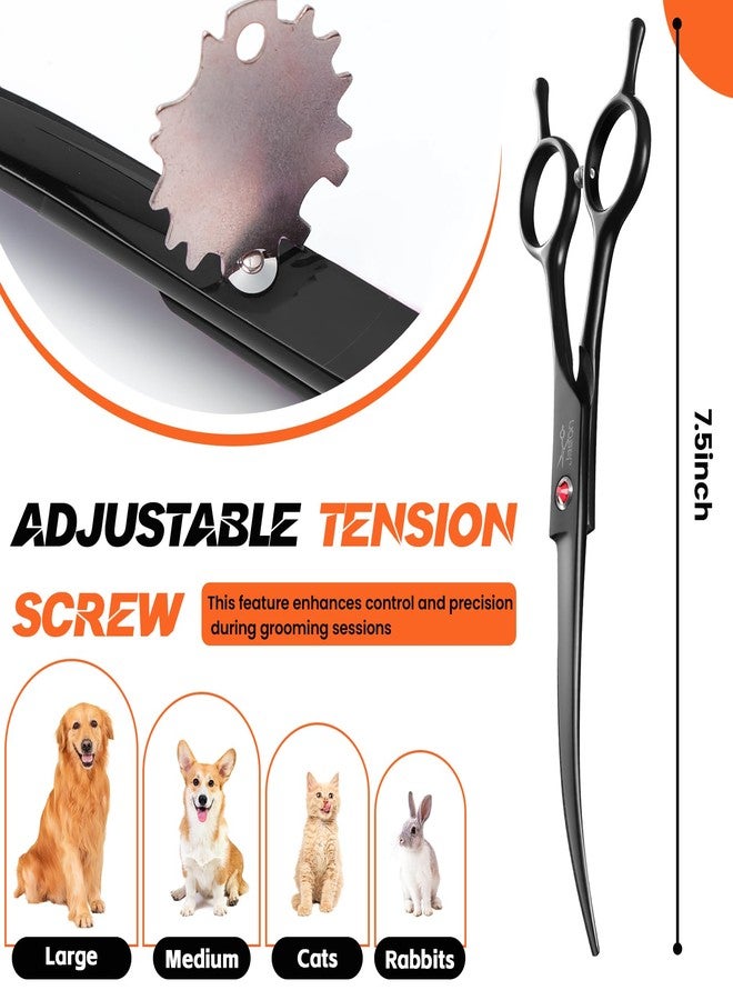 JASON 7.5" Dog Grooming Scissor - Professional Down-curved Shear with Ergonomic Handle Japanese Stainless Steel Hair Scissor for Dogs, Cats and Other Pets, Sharp (Down-curved, Black) Christmas Gift - Image 5