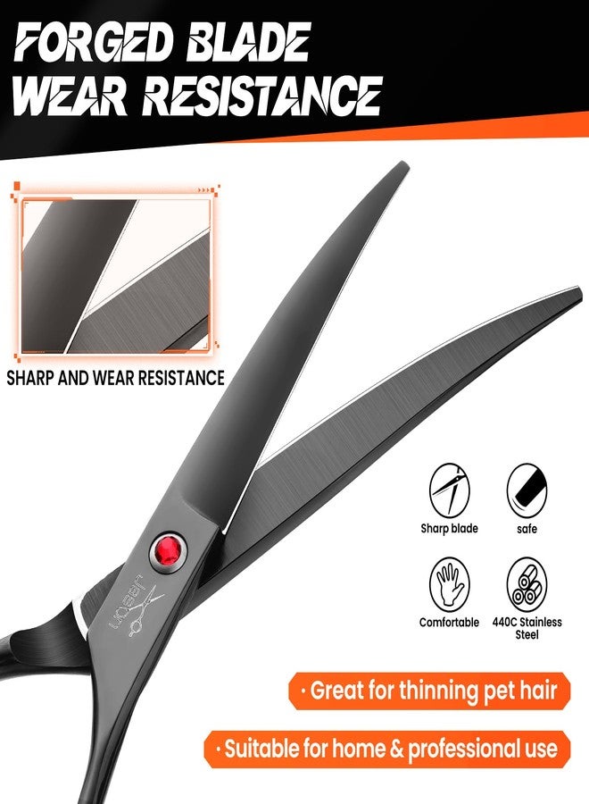 JASON 7.5" Dog Grooming Scissor - Professional Down-curved Shear with Ergonomic Handle Japanese Stainless Steel Hair Scissor for Dogs, Cats and Other Pets, Sharp (Down-curved, Black) Christmas Gift - Image 4