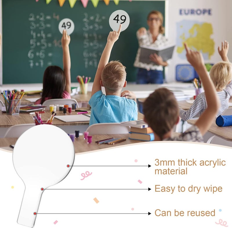 Containlol 4 Pieces Mini Dry Erase Answer Paddles Acrylic Answer Board DoubleSided Response Paddles Quick Response Board with Handle for Teaching Office Games HomeWhite Boards Black Marker - Image 3