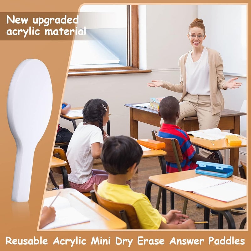 Containlol 4 Pieces Mini Dry Erase Answer Paddles Acrylic Answer Board DoubleSided Response Paddles Quick Response Board with Handle for Teaching Office Games HomeWhite Boards Black Marker - Image 5