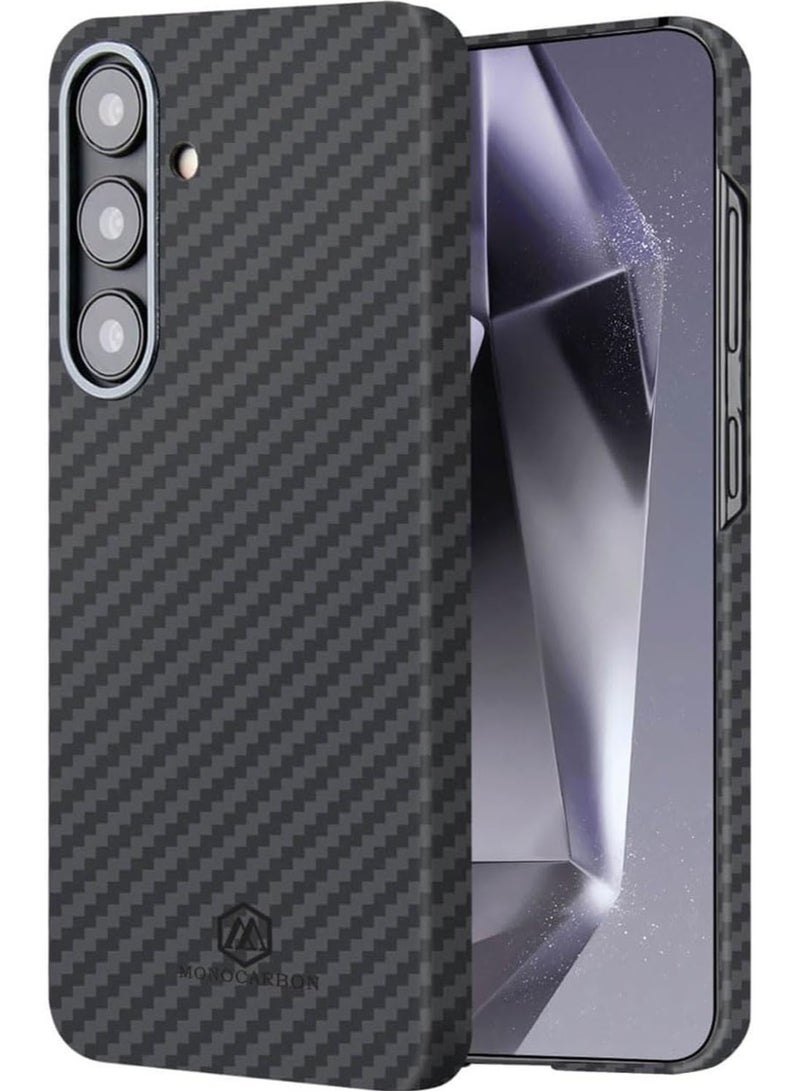 MONOCARBON Real Aramid Fiber Samsung Galaxy S24 Case Cover ULTRA SLIM MagSafe Compatible Lightweight Anti-Scratch - Matte Black - Image 1