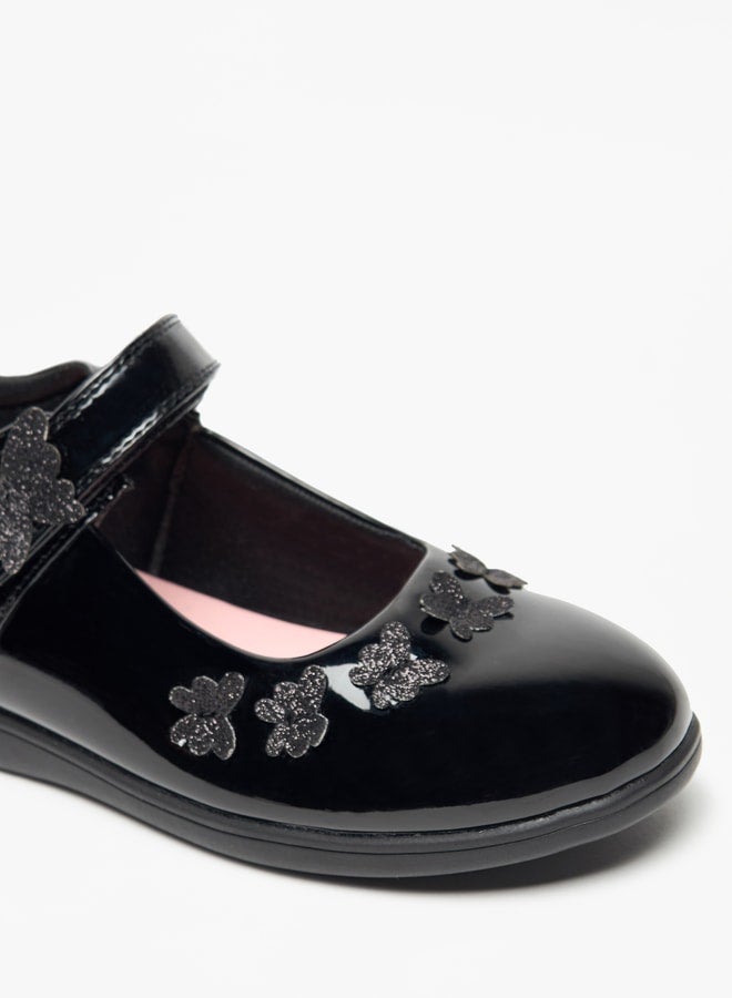 JUNIORS Butterfly Accent Mary Jane Shoes with Hook and Loop Closure - Image 5