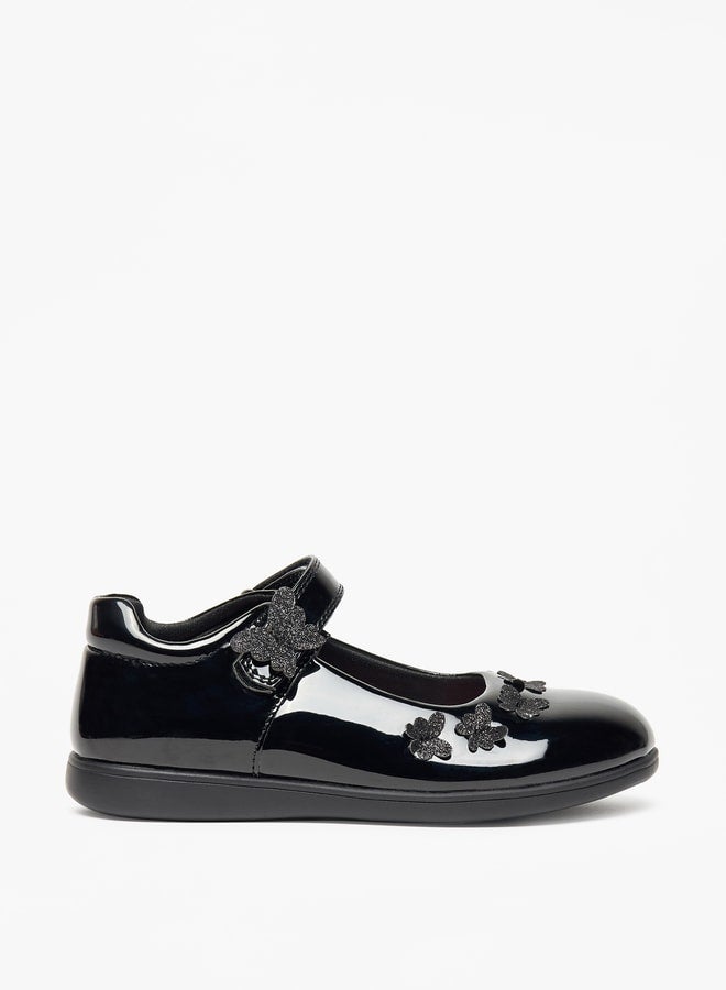 JUNIORS Butterfly Accent Mary Jane Shoes with Hook and Loop Closure - Image 3