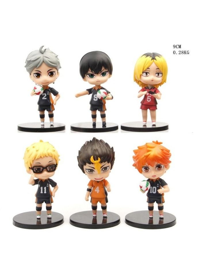 JUNYOUK - Volleyball Juvenile Anime Haikyuu Action Figure 6 Styles Haikyuu Cake Topper Figurines, PVC Model Dolls Q Version Model Toy Boy Gift Collectible - Image 1