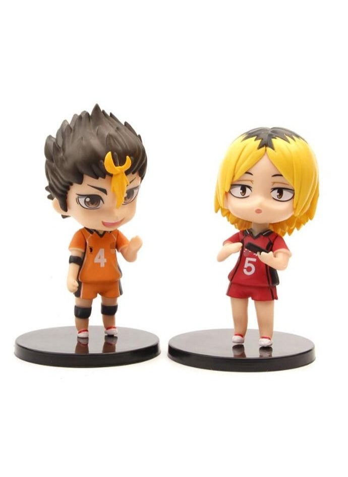 JUNYOUK - Volleyball Juvenile Anime Haikyuu Action Figure 6 Styles Haikyuu Cake Topper Figurines, PVC Model Dolls Q Version Model Toy Boy Gift Collectible - Image 1