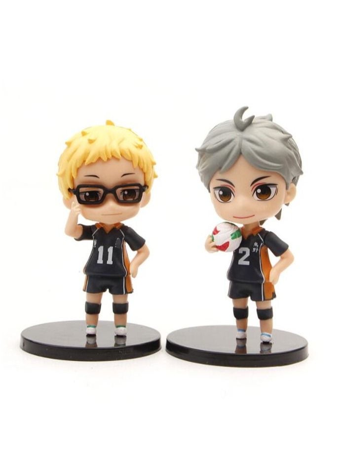 JUNYOUK - Volleyball Juvenile Anime Haikyuu Action Figure 6 Styles Haikyuu Cake Topper Figurines, PVC Model Dolls Q Version Model Toy Boy Gift Collectible - Image 1
