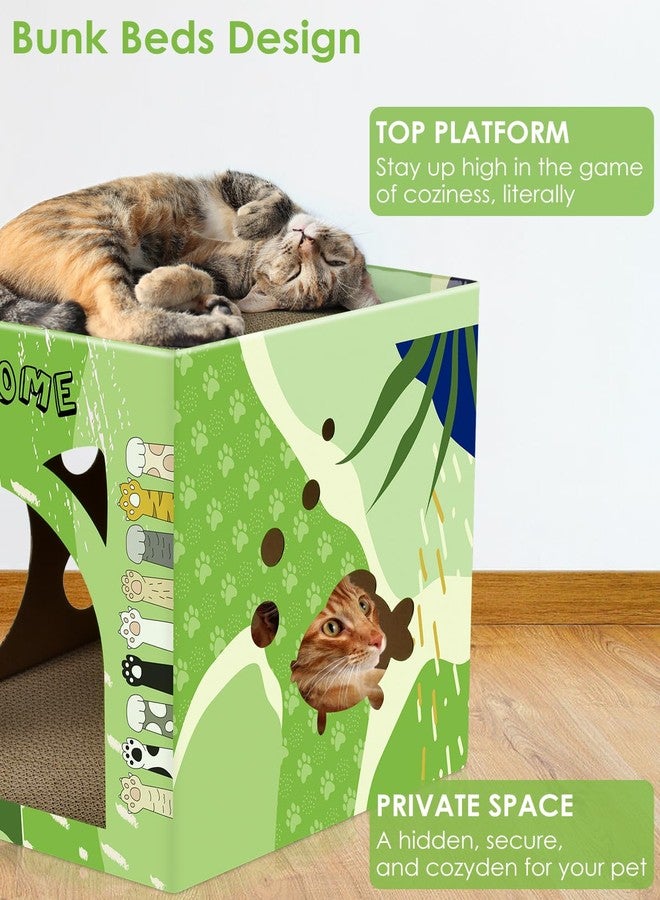 Bissap Cat Cardboard House, Large Thickened Play House with 2 Story Scratch Pads Bed Scratching Lounge for Indoor Cats Kittens Breathable Cube Shelter Corrugated Scratcher Box Toy - Image 5