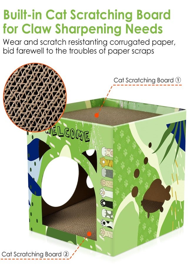 Bissap Cat Cardboard House, Large Thickened Play House with 2 Story Scratch Pads Bed Scratching Lounge for Indoor Cats Kittens Breathable Cube Shelter Corrugated Scratcher Box Toy - Image 3