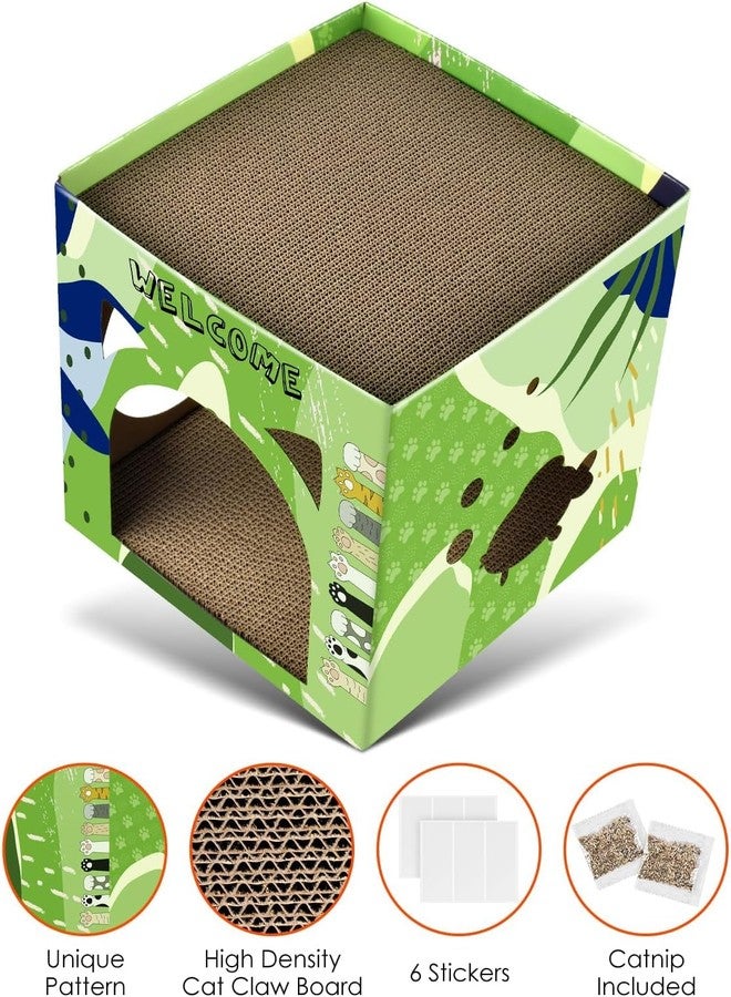 Bissap Cat Cardboard House, Large Thickened Play House with 2 Story Scratch Pads Bed Scratching Lounge for Indoor Cats Kittens Breathable Cube Shelter Corrugated Scratcher Box Toy - Image 2