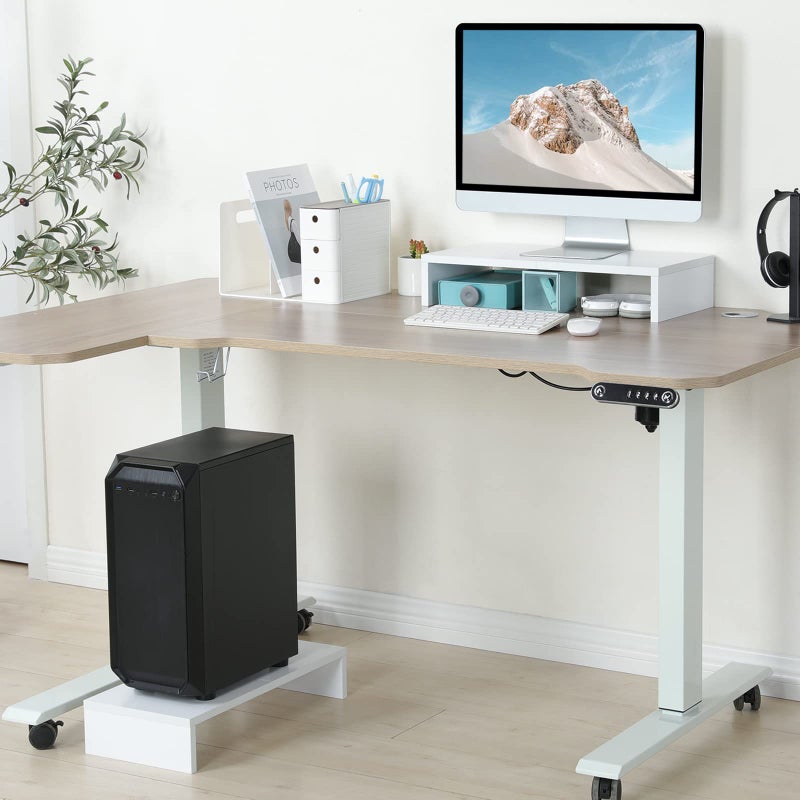 TEAMIX 20 inch White Monitor Stand Riser, Wood Desktop Stand for PC/TV/Laptop/Printer, White Monitor Riser with Storage, Computer Stand with Keyboard Organizer - Image 4