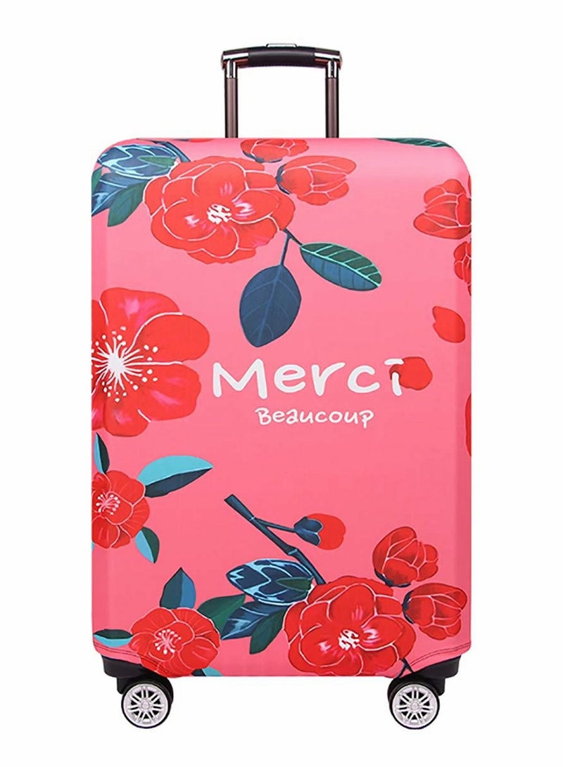 Excefore غطاء الأمتعة، غطاء حقيبة قابل للغسل في الماء، أغطية حماية مرنة للأمتعة من الألياف اللدنة، ملحقات السفر مناسبة لحقيبة عربة مقاس 22-24 بوصة للاستخدام اليومي في رحلة العمل والمدرسة (M، زهرة الكاميليا) - Image 1