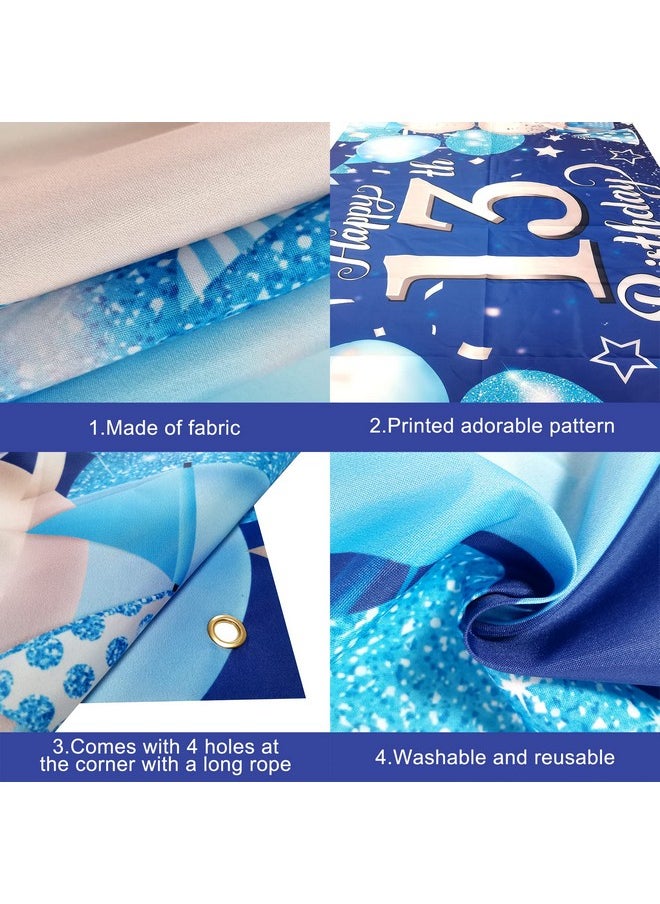 KATCHON Xtralarge Blue Happy 13Th Birthday Banner 72X44 Inch 13Th Birthday Decorations For Boys And Girls Blue And Silver 13 Birthday Backdrop Happy 13Th Birthday Decorations For Teenagers  - Image 5
