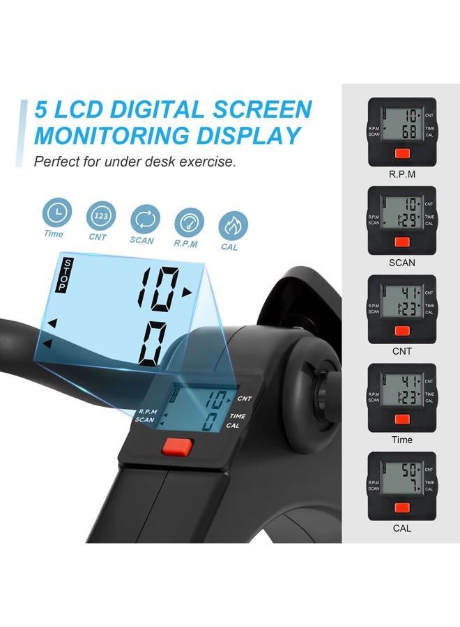 Uten Folding Pedal Exerciser, Mini Under Desk Exercise Bike Foot Hand Cycle Portable, Arm and Leg Exercise Peddler Machine with LCD Monitor - Image 3