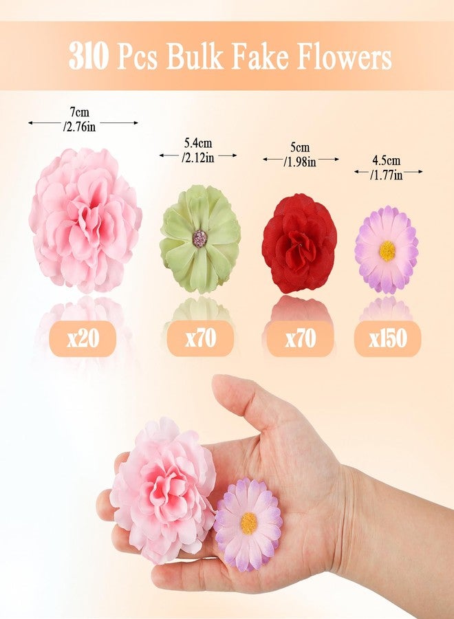 ATTGREAT 310 Pcs Fake Flower Heads Mini Artificial Flower Bulk Silk Flowers for Decoration Small Faux Flower Heads Fabric Daisy Buds Floral for Crafts DIY Wedding Party Baby Shower Home Decor, Bright Colors - Image 2
