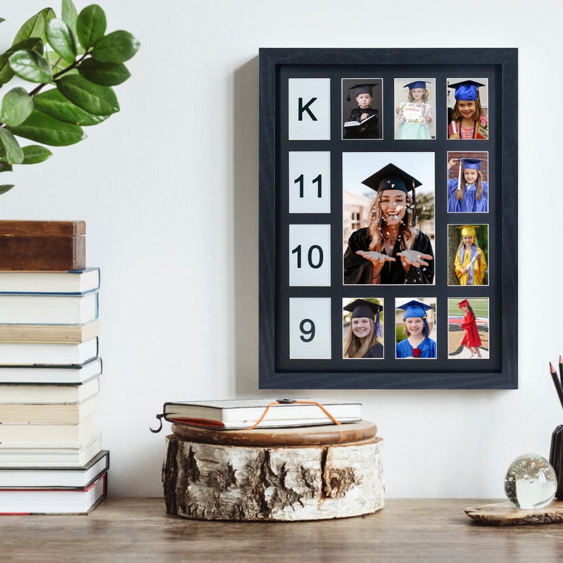 FramePro School Years Picture Frame K-12 Day Graduation Photo Collage Black Frame with Mat, Displays One 5x7 Photo and Twelve 2.5x3.5 Pictures, Pack of 2 - Image 4