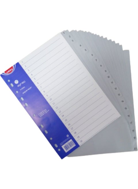 Plastic Separator 20 Number Separators A4 1 Piece