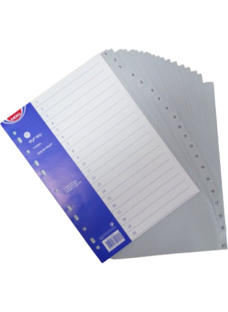 Plastic Separator 20 Number Separators A4 1 Piece
