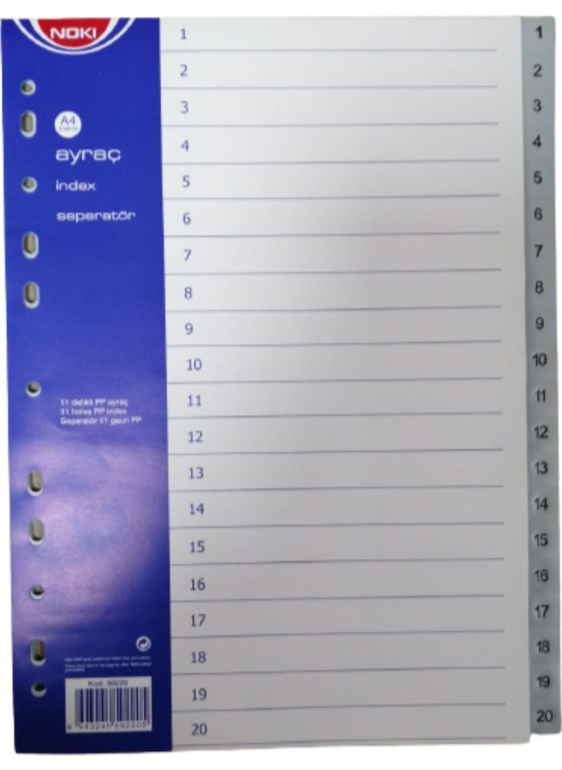 Plastic Separator 20 Number Separators A4 1 Piece