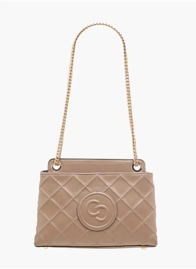 سيليست Womens Quilted Crossbody Bag With Chain Strap And Zip Closure