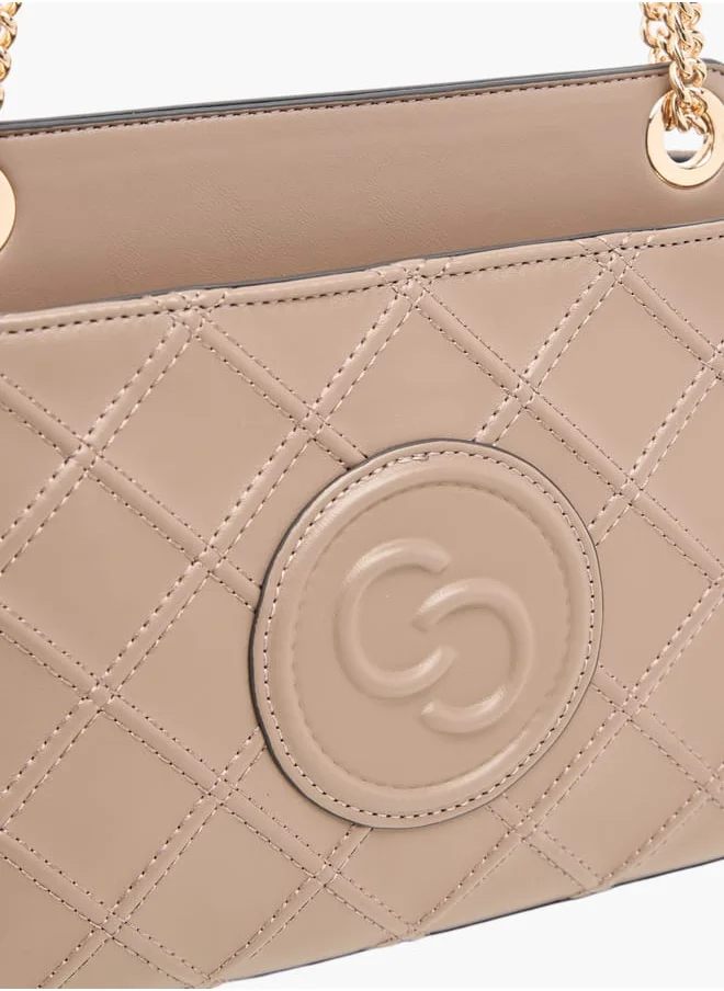 Celeste Womens Quilted Crossbody Bag With Chain Strap And Zip Closure