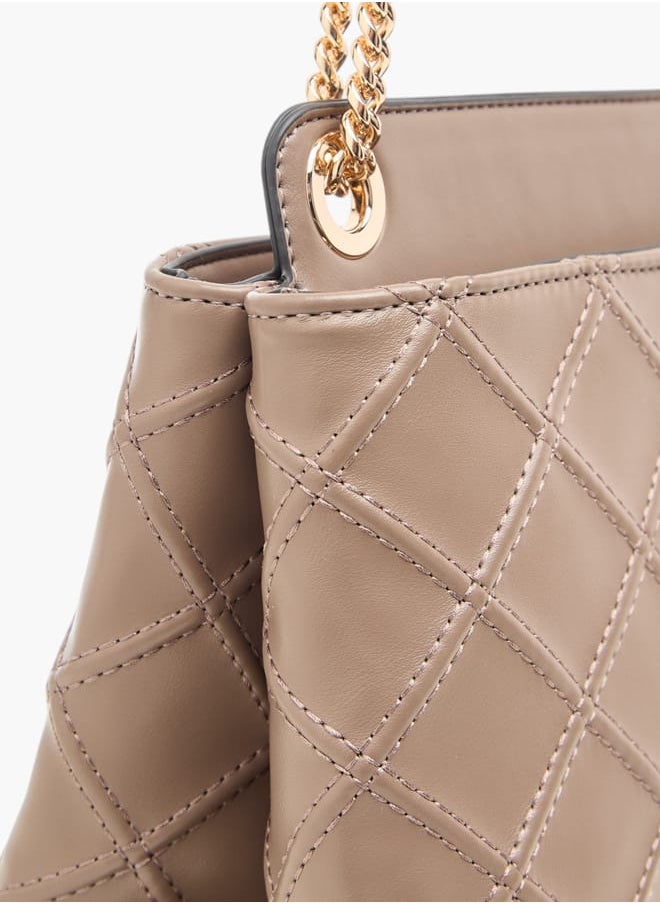Celeste Womens Quilted Crossbody Bag With Chain Strap And Zip Closure  - Image 5