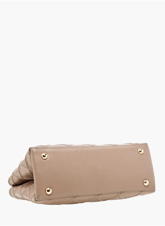 Celeste Womens Quilted Crossbody Bag With Chain Strap And Zip Closure
