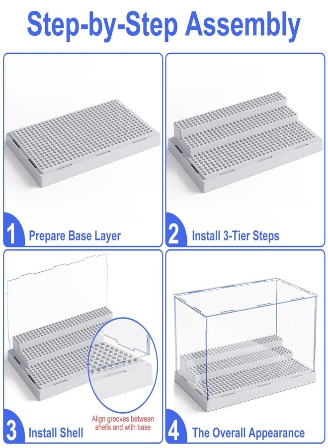 Mlikero Display Case for Minifigures Action Figures Blocks, Removable Minifigure Display Case Box Storage for Collection Bricks Blocks Toys, Grey… - Image 5