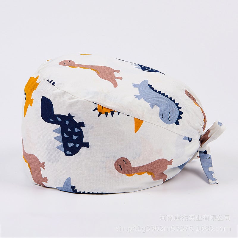Surgical Cap Frosted Cap Women'S Pure Cotton Surgical Tie-Up Printed Nurst'S Cap New Buckle Men'S Dental And Dental Work Cap - Image 1