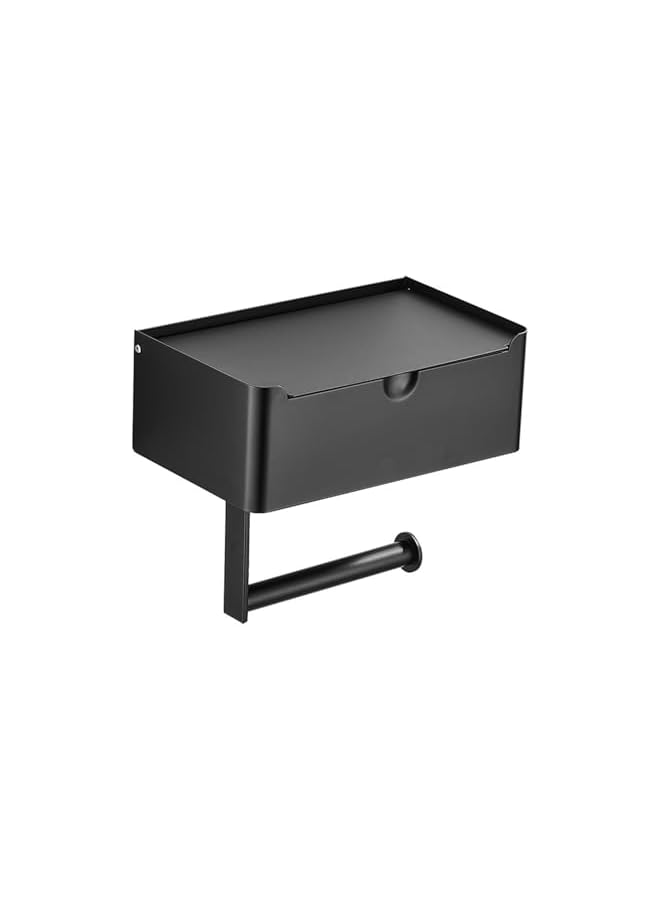 S-TOP Wall Mount Toilet Paper Holder with Compartment, Easy to Install SUS 304 Stainless Steel Toilet Paper and Wipes Holder for Bathroom, Comfortable Storage & Shelf Matte, Black - Image 5