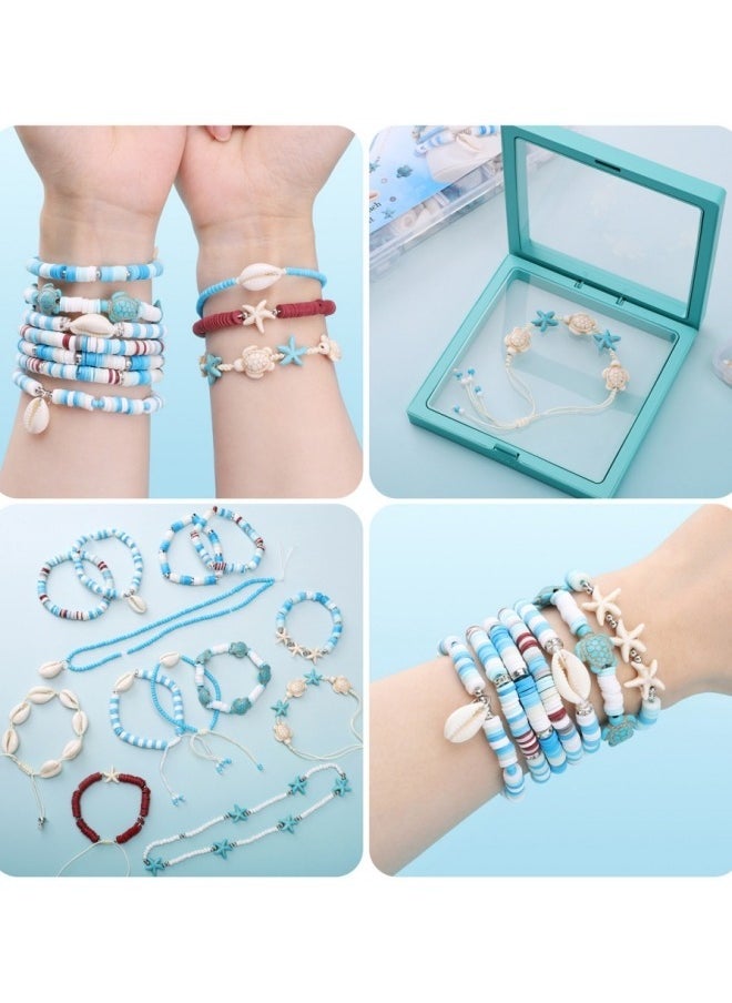 Healife Ocean Style Vacation Turquoise Turtle Shells Starfish Clay Beads Bracelet Making Kit Gift for Friend  - Image 1