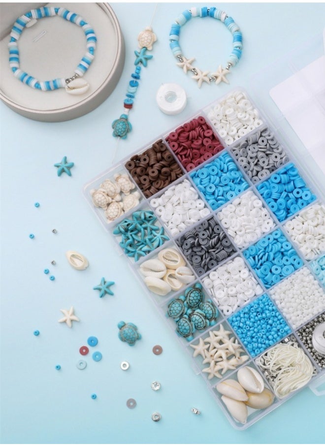 Healife Ocean Style Vacation Turquoise Turtle Shells Starfish Clay Beads Bracelet Making Kit Gift for Friend  - Image 2