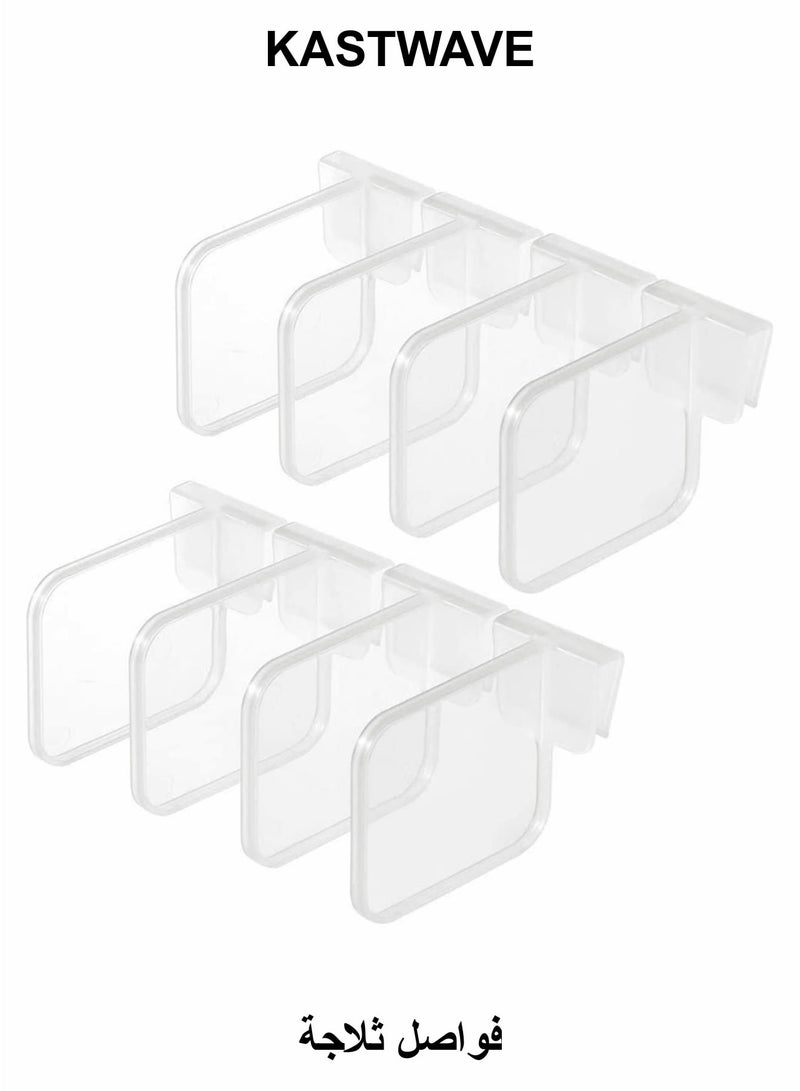 KASTWAVE Fridge Dividers, 8Pcs Plastic Refrigerator Dividers, Adjustable Snap-on Separator Fridge Space Allocators,Storage Box Pantry Grid Dividers for Home Kitchen Office Supplies (Clear) - Image 1