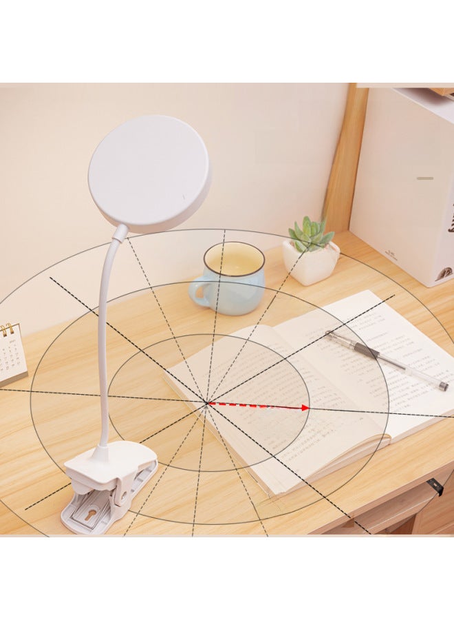 Clip Table Lamp Special For Learning Student Dormitory Home Desktop LED Eye Protection Lamp Recharged Dual-purpose Bedroom Bedside Lamp-Color:White [plug-in/third-gear White Light] With Cable - Image 4