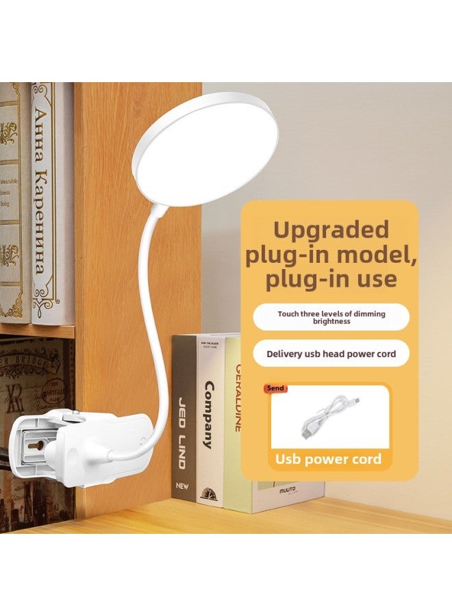 Clip Table Lamp Special For Learning Student Dormitory Home Desktop LED Eye Protection Lamp Recharged Dual-purpose Bedroom Bedside Lamp-Color:White [plug-in/third-gear White Light] With Cable - Image 1