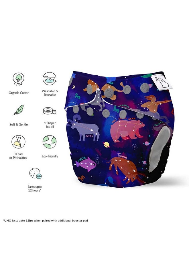 Superbottoms - Uno Freesize Cloth Diaper | Cloth Diaper For Babies 3M To 3Y | Washable & Reusable Cloth Diaper | Comes With Cloth Diaper Insert | 1 Organic Cotton Soaker (Super Nova) - Image 1